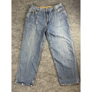PLUGG  Jean Men 36x32 Blue Wash Straight Leg Loose Baggy Whisker Y2K